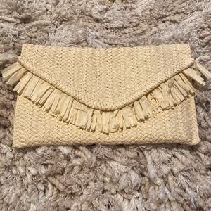 Mark and Graham Fringed Straw Clutch